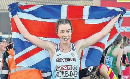  ?? Picture: John Sukup. ?? Harriet Knowles-Jones celebrates victory in the U20 Women’s Championsh­ip.