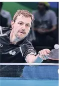  ?? FOTO: DPA ?? Timo Boll 2016 in Rio im Spiel gegen den Nigerianer Aruna Quadri.