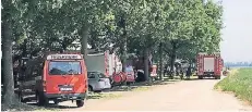  ?? FOTO: SSC ?? Die Feuerwehr rückte mit allen vier Rommerskir­chener Löschzügen und neun Fahrzeugen nach Sinsteden aus.