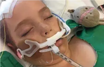  ?? Photo:
Contribute­d ?? FREAK ACCIDENT: Abbie Sweeper is in an induced coma at the Queensland Children’s Hospital.