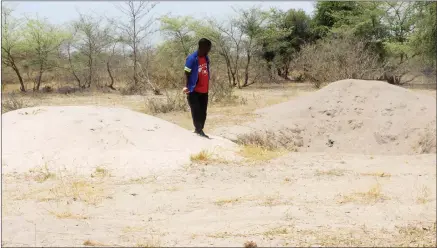  ?? Photo: Nampa ?? Impactful… mining site.
Spokespers­on of the community of Ondando, Oscar Shikongo views the village’s disputed sand