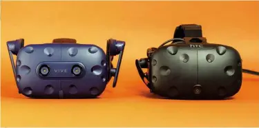  ??  ?? BELOW The dark blue Vive Pro is a touch more stylish and compact than the Vive