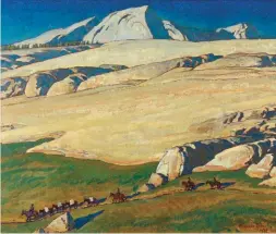  ??  ?? Maynard Dixon (1875-1946), Moraine and Meadow, 1924, oil on canvas, 25 x 30”. Tia Collection, Santa Fe, NM. Photo: James Hart Photograph­y. From Maynard Dixon’s American West at Western Spirit: Scottsdale’s Museum of the West.