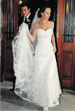  ?? GRAHAM HUGHES / THE CANADIAN PRESS FILES ?? Ben Mulroney and his bride, the former Jessica Brownstein, leave St. Patrick’s Basilica in Montreal after their wedding ceremony on Oct. 30, 2008.