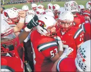  ?? MEDIANEWS GROUP FILE PHOTO ?? The Upper Dublin team rallies together before the second half against Parkland in their PIAA 4A football semifinal contest at Souderton Area High School on Saturday December 12, 2015.