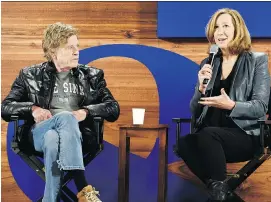  ?? CHRIS PIZZELLO/ THE ASSOCIATED PRESS ?? Robert Redford, left, and Keri Putnam, executive director of the Sundance Institute, say the festival will get the past Harvey Weinstein “moment in time.”