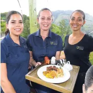  ??  ?? From left: The administra­tive heads of Blue Ridge Restaurant and Cottages, Zoe Alexander, Tabetha Phillips and Chef Sarah Willers.