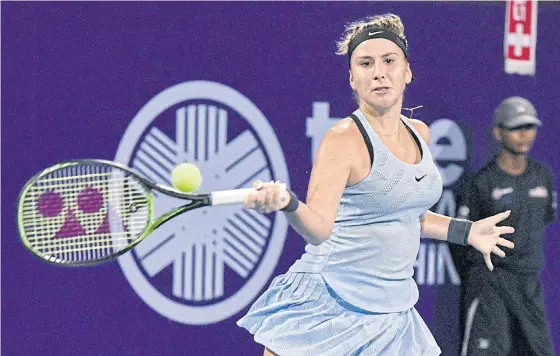  ??  ?? Switzerlan­d’s Belinda Bencic plays a shot against Ana Bogdan of Romania in the semi-finals yesterday.