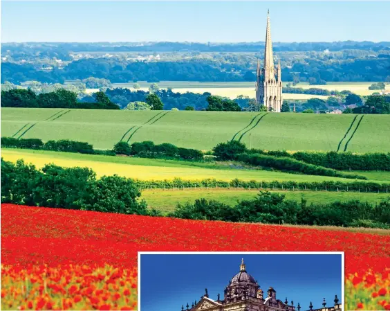  ??  ?? ON A ROLL:
A panorama of undulating fields outside Louth in the Lincolnshi­re Wolds. Left: Castle Howard, near Malton in North Yorkshire