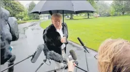  ?? AP ?? Donald Trump talks to reporters outside the White House on Monday.