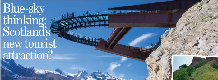  ?? ?? INSPIRATIO­N: Horseshoe skywalk in Jasper, Canada. Right, The Radical Road at Edinburgh’s Salisbury Crags