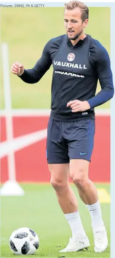  ?? Pictures: SWNS, PA & GETTY ?? England captain Harry Kane in training with the new ball