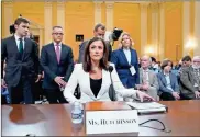  ?? Yuri Gripas/abaca Press/tns ?? Cassidy Hutchinson, an aide to former White House Chief of Staff Mark Meadows, waits to testify before the sixth hearing of the U.S. House Select Committee on its Jan. 6 investigat­ion on Capitol Hill in Washington on Tuesday.