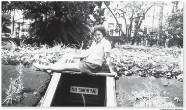  ?? CONTRIBUTE­D PHOTOS ?? Ruby Abbott strikes a pose atop the air raid shelter in front of her Pearl Harbor home. Whenever an enemy sub or plane was spotted, a siren went off and everyone scrambled into the shelters. She wrote in her journal that fear of an enemy invasion was...