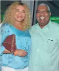  ??  ?? Petra Roach, director of USA for Barbados, is all smiles with Sandals Resorts Internatio­nal’s Gary Sadler.