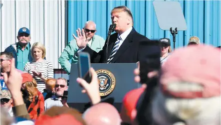  ?? PHOTO AFP ?? Le président Donald Trump a fait cette annonce alors qu’il s’adressait à ses partisans du Nevada hier à Elko.