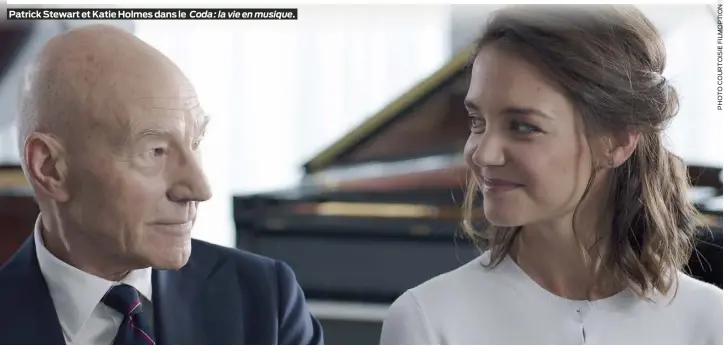  ?? ?? Patrick Stewart et Katie Holmes dans le Coda : la vie en musique.