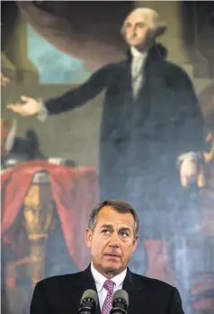  ?? BRENDAN HOFFMAN, GETTY IMAGES ?? House Speaker John Boehner has called on President Obama to work with House Republican­s. But Boehner also took a hard line on taxes.