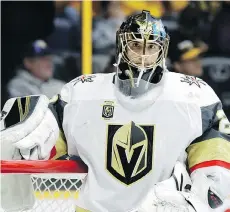  ?? MARK HUMPHREY/THE ASSOCIATED PRESS ?? Vegas Golden Knights goalie Marc-Andre Fleury has carried the hot hand in the expansion team’s Stanley Cup drive, sporting a 1.53 GAA with four shutouts through two rounds.