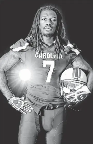  ?? BART BOATWRIGHT, THE GREENVILLE NEWS ?? South Carolina defensive end Jadeveon Clowney finishing sixth in Heisman Trophy voting last season, when he racked up 13 sacks and gained a reputation as a fearsome tackler.