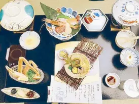  ??  ?? Oishi: The multi-course Japanese dinner served at Sapporo’s Jozankei Onsen