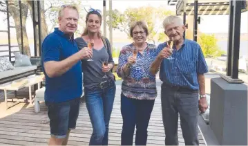  ??  ?? Support system… Sven is seen here unwinding and having a drink with his wife Alexia, parents Volker and Monika.