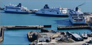  ?? ?? GOING NOWHERE: P&O ships tied up at Dover, while the company tries to bring in cheap foreign labour