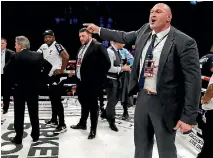  ?? PHOTO: REUTERS ?? Tyson Fury reacts with, well, fury, after the verdict announcing cousin Hughie’s defeat to Joseph Parker was revealed.