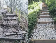  ?? ?? The steps pictured before and after repairs.