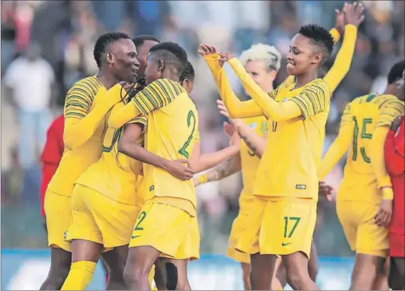  ??  ?? Winners: South Africa’s national women’s football team is doing well, despite precious little institutio­nal support. But they do want to be paid what they were promised for achieving second place in the Awcon tournament last year. Photo: Richard Huggard/gallo Images