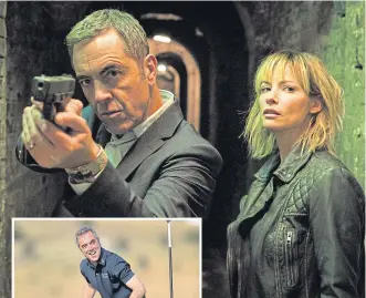  ??  ?? ▼ James stars with Sienna Guillory in Lucky Man, above, but he still has time to fit in a game of golf now and again.