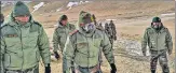  ?? PTI ?? Indian Army chief General MM Naravane with soldiers at a forward base in Ladakh.