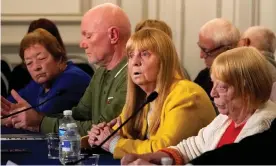  ??  ?? Margaret Aspinall (centre) speaks to the press after David Duckenfiel­d was found not guilty of manslaught­er at Preston crown court last week. She has now written a joint letter with the Andy Burnham and Steve Rotheram criticisin­g the legal system. Photograph: Christophe­r Furlong/Getty Images