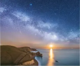  ??  ?? Right MOONLIT DURDLE DOOR
This image was a combinatio­n of the foreground exposure, with the moon rising on the horizon, and
a sequence of photograph­s of the Milky Way taken moments beforehand with a equatorial mount