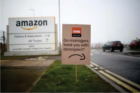  ?? (Reuters) ?? Staff yesterday went on strike at the Amazon warehouse in Coventry