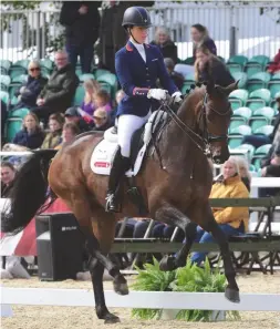  ??  ?? Charlotte Dujardin tops the advanced medium gold with Mount St John VIP — and takes second, third and fifth on her other rides
