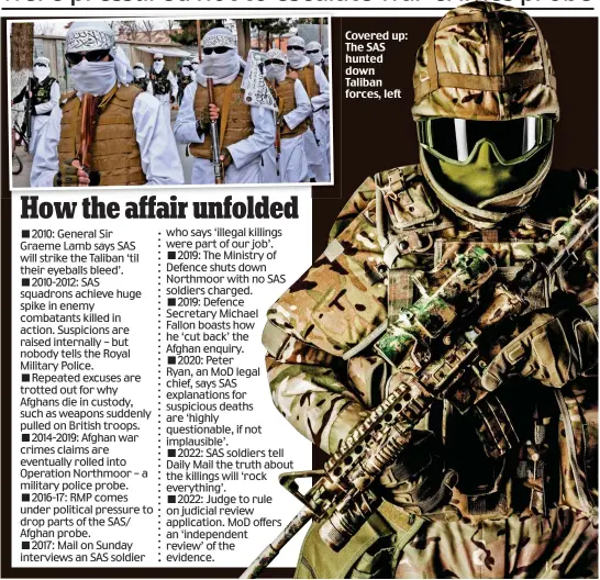  ?? ?? Covered up: The SAS hunted down Taliban forces, left