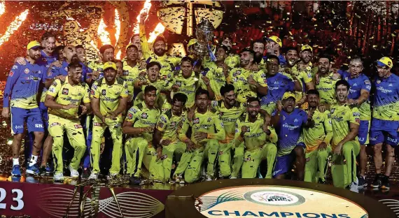  ?? Picture: Getty Images ?? Chennai Super Kings celebrate winning the Indian Premier League