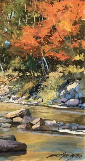  ??  ?? 1. The Sportsman’s Gallery, Trout in Autumn, oil on canvas, 18 x 24", by Brett James Smith.