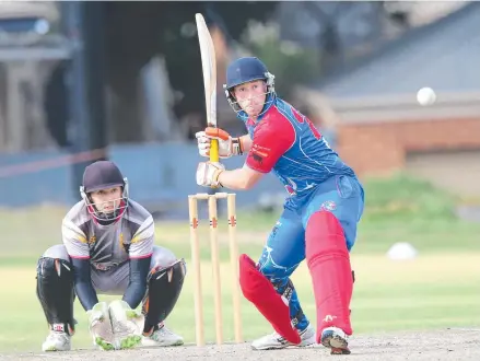  ??  ?? SIX OF THE BEST: Bell Post Hill’s Ryan Mills steps down to smash a six last night. Picture: GLENN FERGUSON