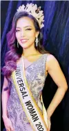  ?? PHOTOS FROM FACEBOOK/UNIVERSAL WOMAN ?? Newly crowned Universal Woman 2024 Maria Gigante of the Philippine­s.