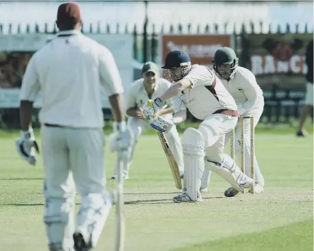  ?? ?? Seaham Park batsman Neil Young in action against South Shields during their successful season.