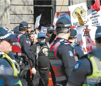  ??  ?? Protesters at the “Make Victoria Safe Again” rally last September.