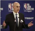  ?? ASSOCIATED PRESS FILE ?? NBA Commission­er Adam Silver speaks at a news conference on Oct. 8, 2019.