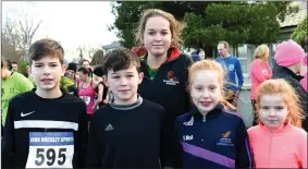  ??  ?? Cian McAuliffe, Conor and Ellen, Sarah and Roisin Adams grandchild­ren of Charles O’Shea participat­ing in the 30th Curlews O’Shea Cup Run in Beaufort on New Year’s Day.