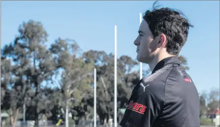  ??  ?? OPTIMISTIC: Warracknab­eal’s Dane Stewart is keeping his spirits high despite the cancellati­on of the NAB League in his first run with the Greater Western Victoria Rebels. Picture: BEN FOWLER