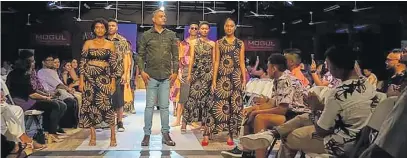  ?? Picture: SUPPLIED ?? Navin Raj of Pacific Aura on stage with his collection.