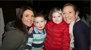  ??  ?? Cora and Sonny Madigan with Aisling and Anne Marie Byrne at Bosco’s 40th anniversar­y tour in The Presentati­on Centre.