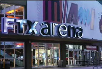  ?? MARTA LAVANDIER — THE ASSOCIATED PRESS FILE ?? The FTX Arena, where the Miami Heat team plays NBA games, is shown on Nov. 12. FTX filed for bankruptcy protection on Nov. 11.