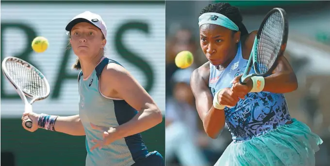  ?? / AFP ?? La polaca Iga Swiatek y la estadounid­ense Coco Gauff, finalistas del Abierto de París.